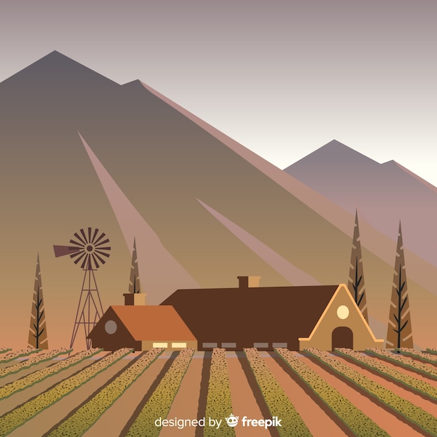 Free Vector farm landscape