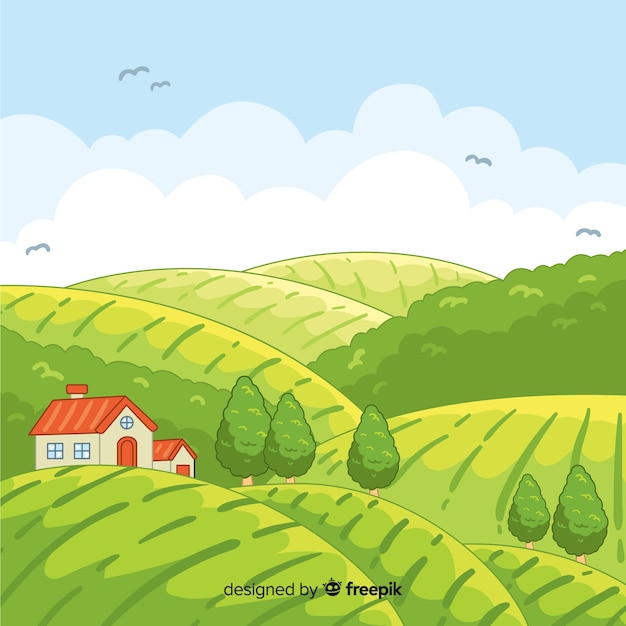 Free Vector farm landscape