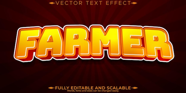 Free Vector farmer text effect editable agriculture and rural customizable font style