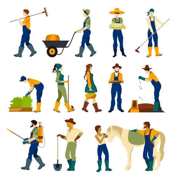 Farmers At Work Flat character Set 