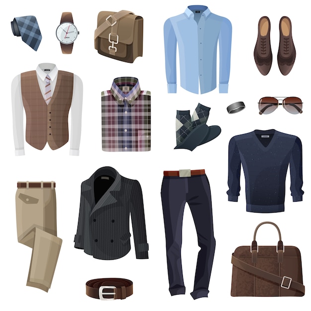 Free vector fashion business man accessories set