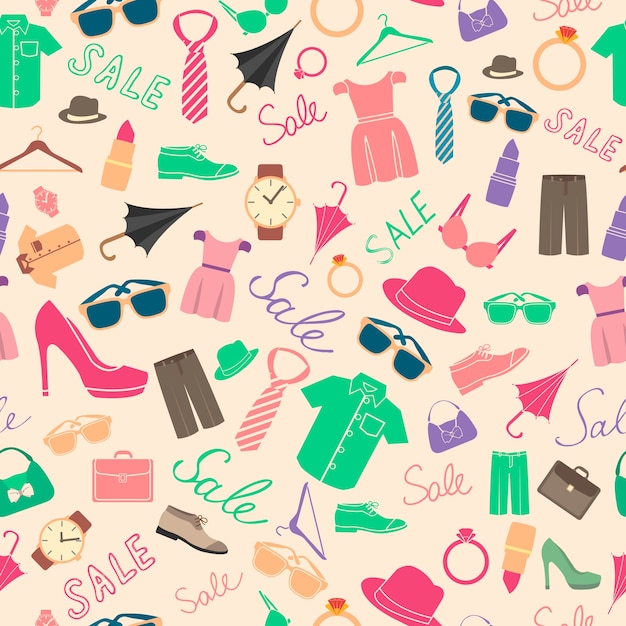Free vector fashion and clothes accessories seamless pattern