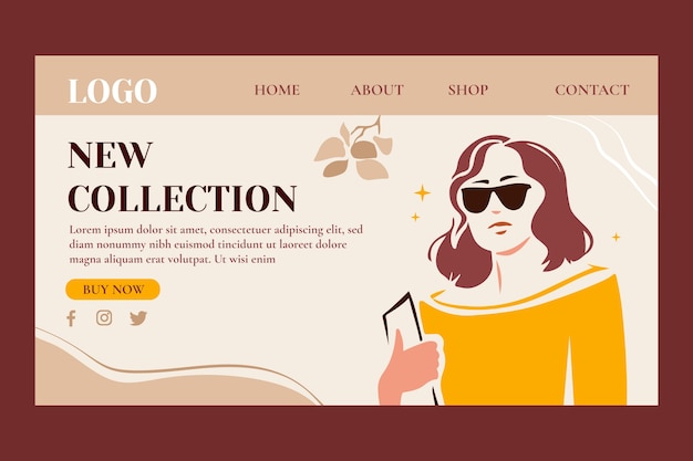 Free Vector fashion collection landing page template