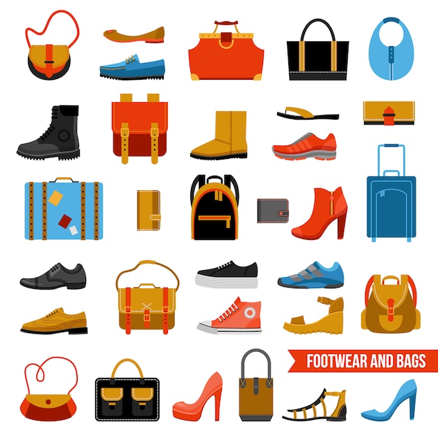 Free vector fashion footwear and bags set