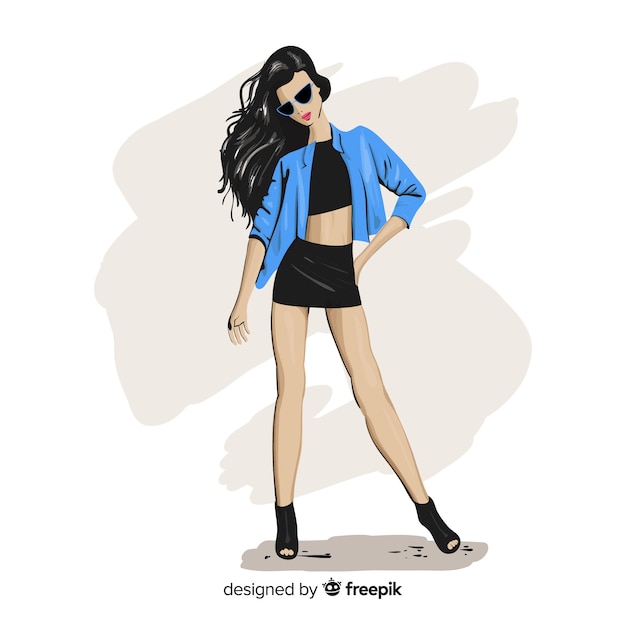 Free vector fashion illustration with female model