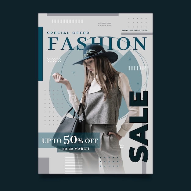 Free vector fashion poster template with photo