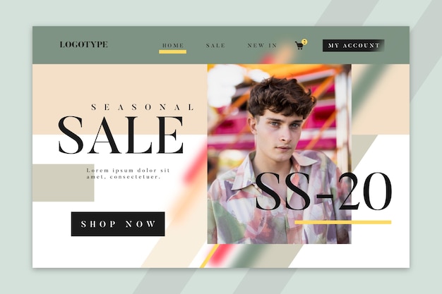 Free Vector fashion sale landing page template