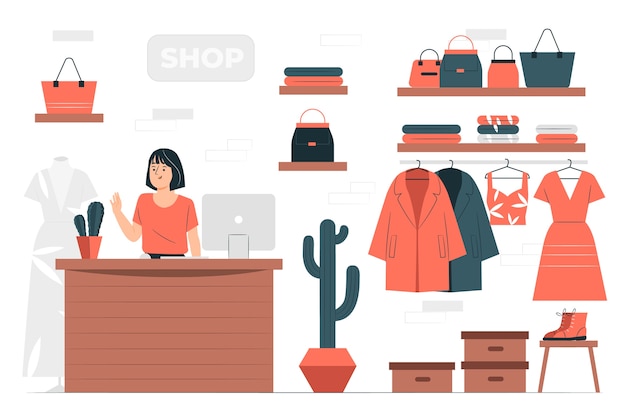 Free vector fashion shop concept illustration