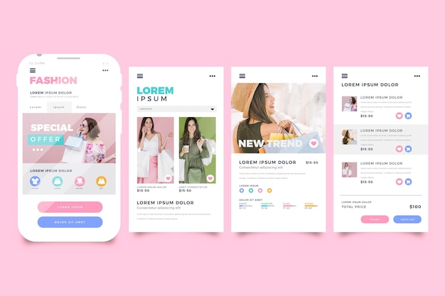 Fashion shopping app interface