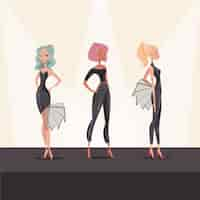 Free vector fashion show runway hand drawn illustration