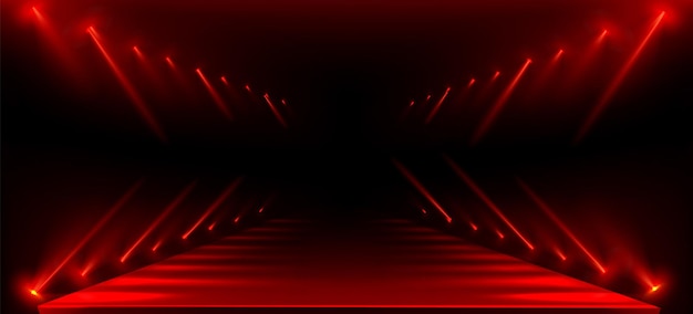 Free Vector fashion show runway with red lights