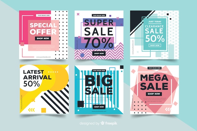 Free Vector fashion social media sales banners collection