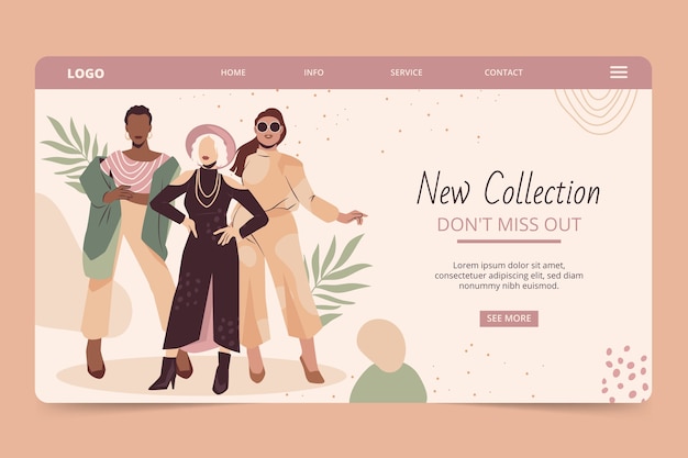 Free vector fashion and style landing page template