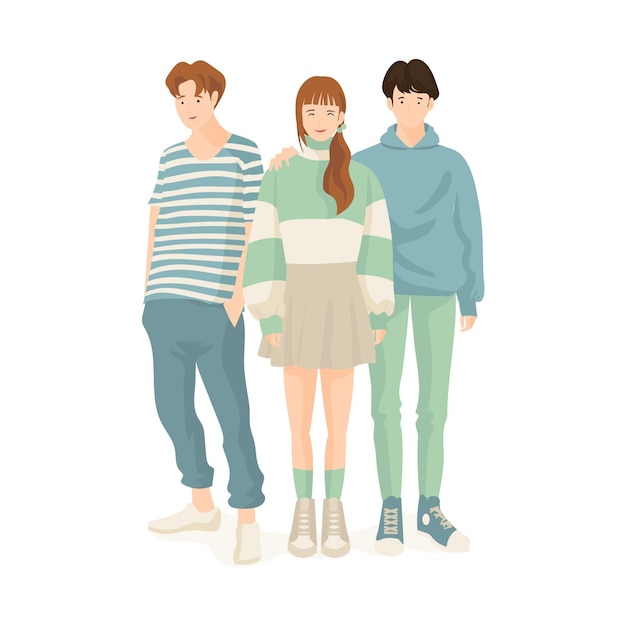 Free Vector fashion young koreans theme