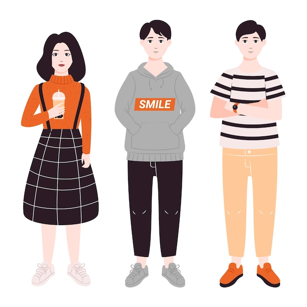 Free vector fashion young koreans