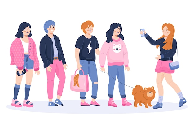 Free Vector fashion young koreans