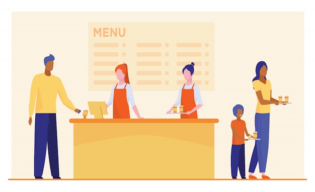 Free Vector fast food restaurant counter