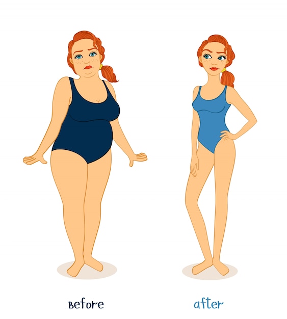 Free Vector fat and slim woman figures