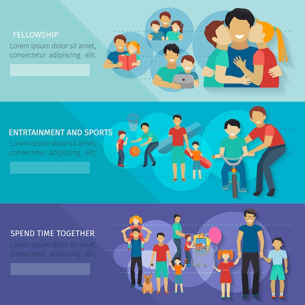 Free Vector fatherhood banner set