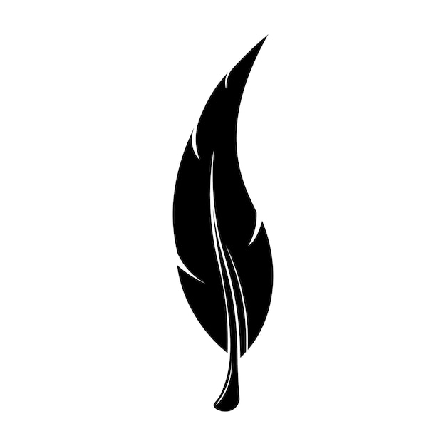 Free vector feathers pen black icon silhouette logo goose lightweight feather contour vector illustration