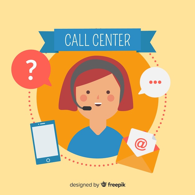 Free vector female call center agent design