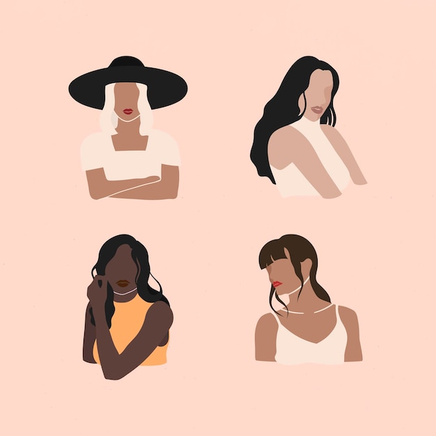 Free vector female social media influencers collection vector