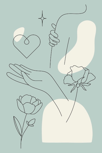 Free vector feminine line art collection vector