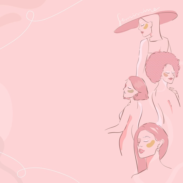 Free Vector feminine line art on a pink background vector