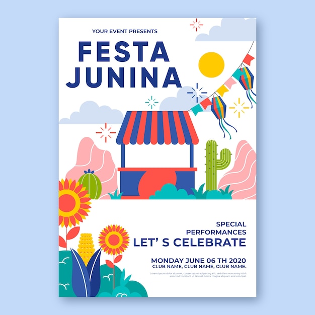 Free Vector festa junina poster template concept