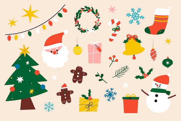 Free Vector festive christmas clipart elements collection