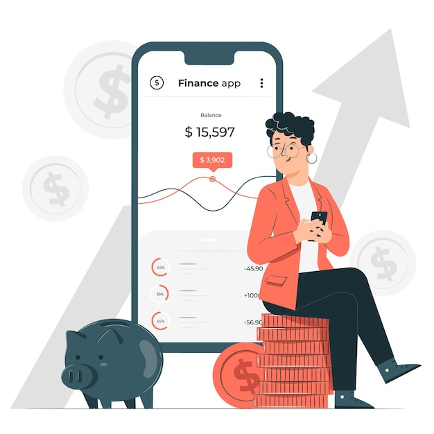 Finance app concept illustration