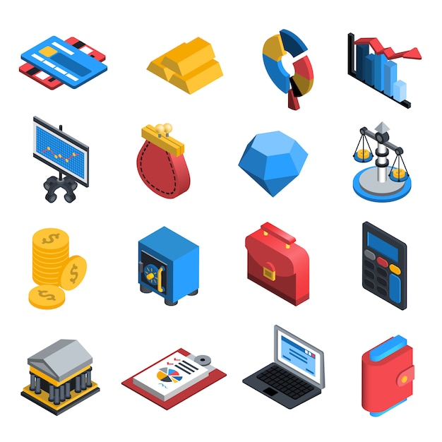 Free Vector financial icons isometric