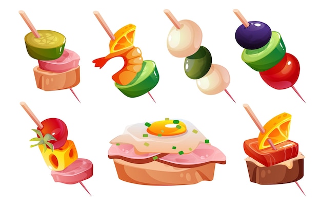 Free vector finger food for buffet menu canape appetizer