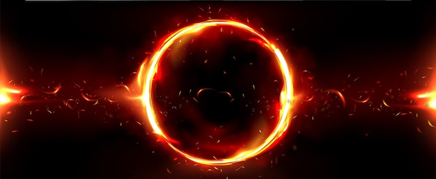 Free Vector fire circle frame flame light ring background