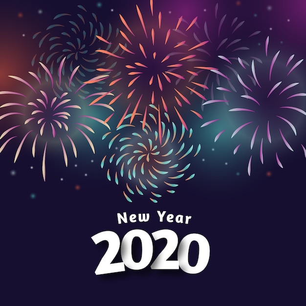 Free Vector fireworks new year 2020 wallpaper