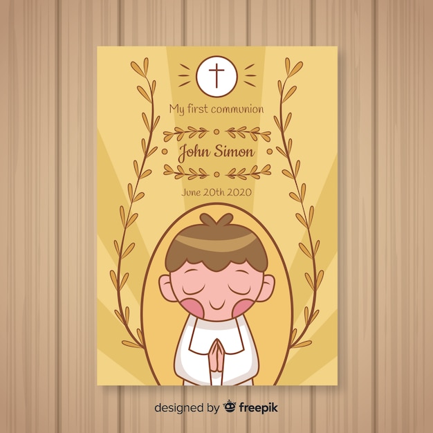 Free Vector first communion invitation template 