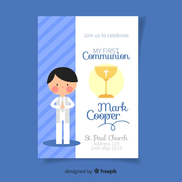 Free Vector first communion invitation template 