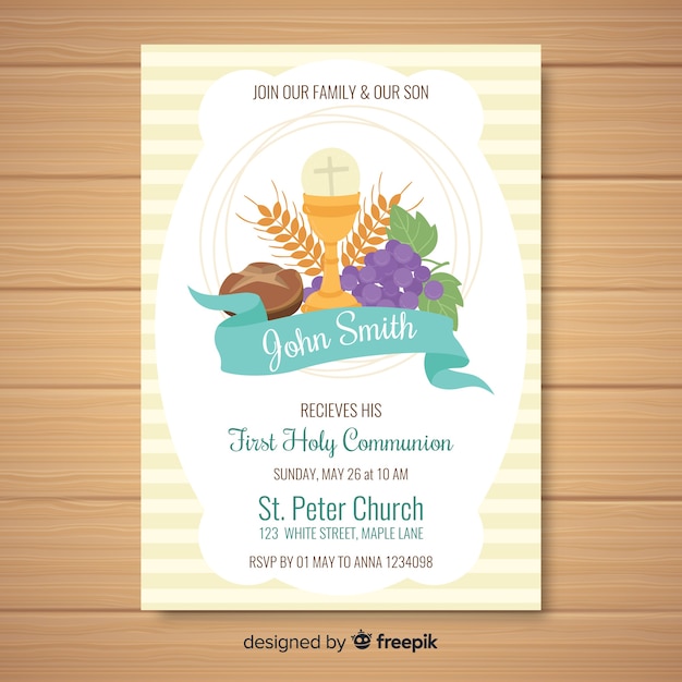 Free Vector first communion invitation template