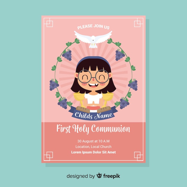 Free Vector first communion invitation template