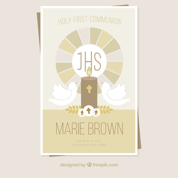 First communion invitation in vintage style