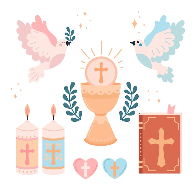 Free Vector first communion items set design