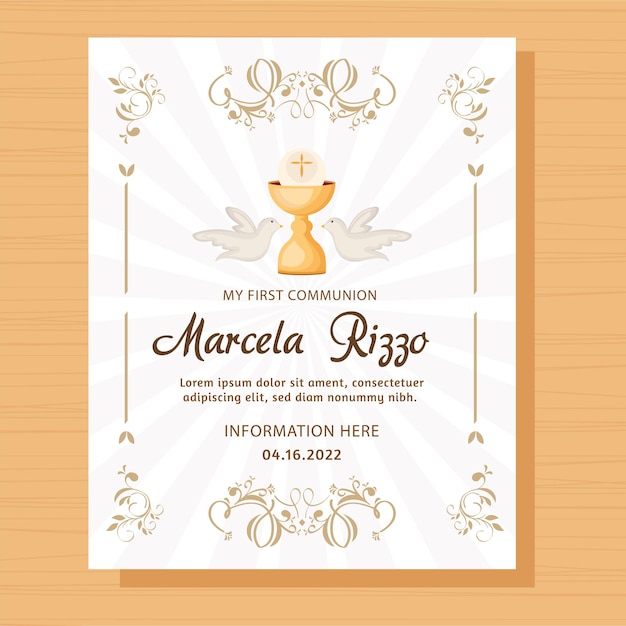 Free Vector first communion postcard