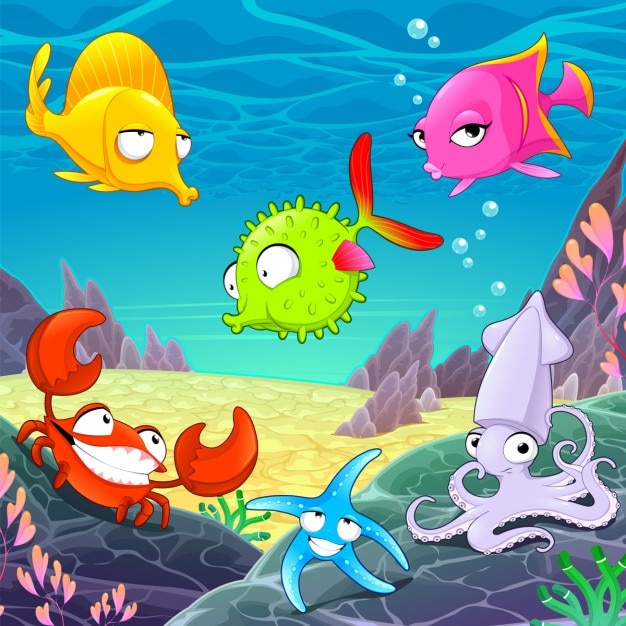 Free vector fish under the sea