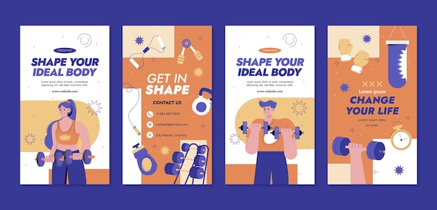 Free Vector fitness center instagram stories design template