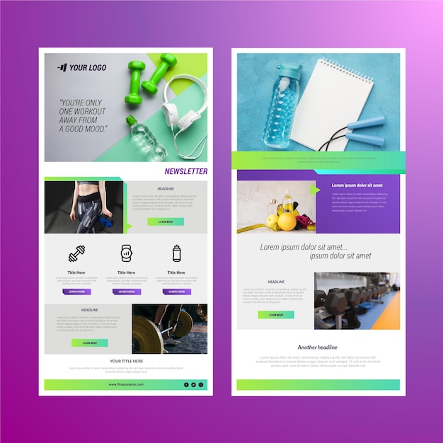 Free Vector fitness email template