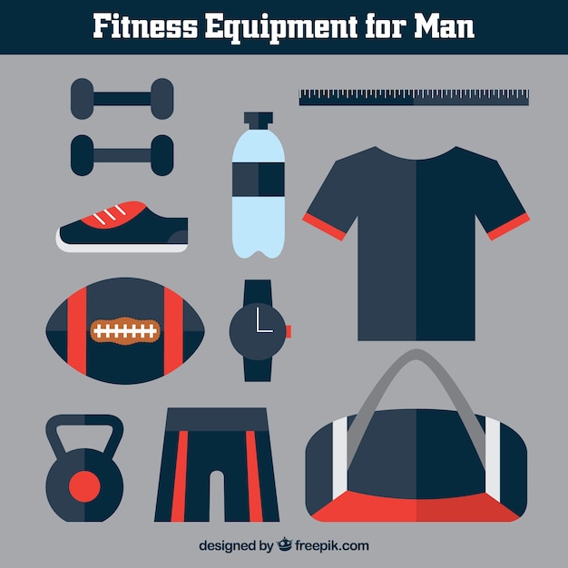 Free Vector fitness equipment for man in a flat style