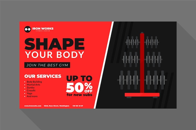 Free Vector fitness gym template design