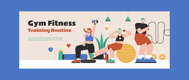 Free vector fitness gym training facebook cover template