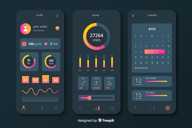 Free vector fitness mobile app infographic template flat style