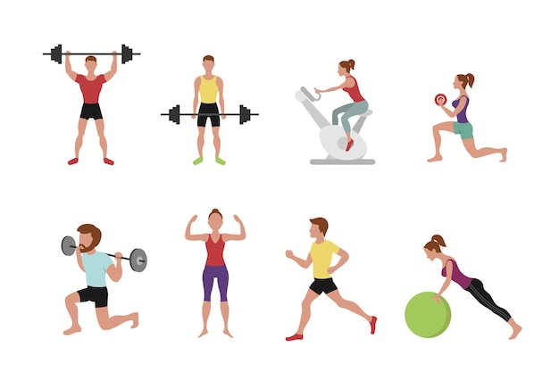 Free Vector fitness people  illustration.